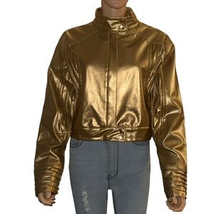Dots metallic gold faux leather jacket